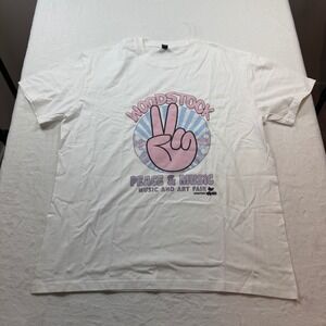 Woodstock Graphic T-Shirt Mens XL White Peace & Music Excellent Retro Festival